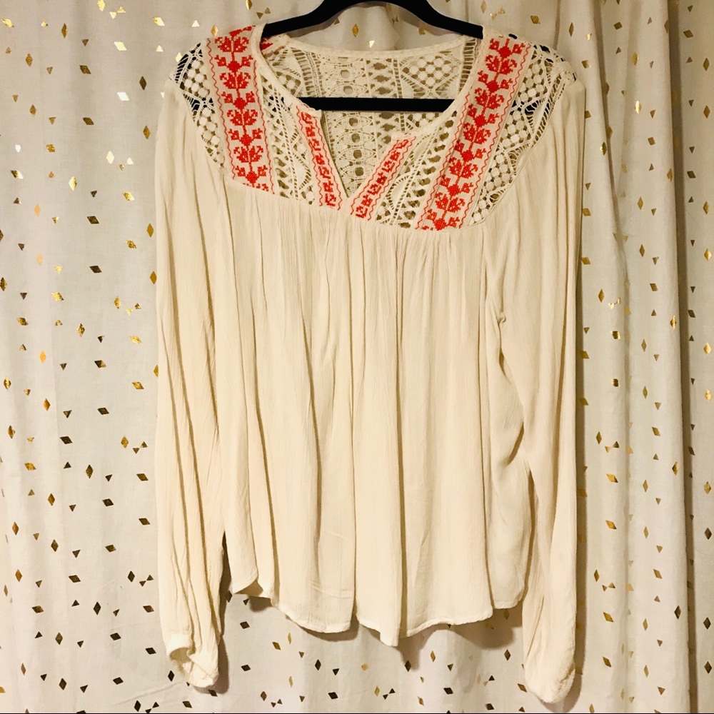 CROCHET PEASANT TOP BLOUSE